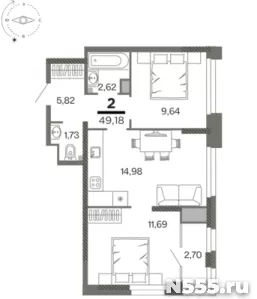 Квартира 49.18 кв.м, этаж 10/26